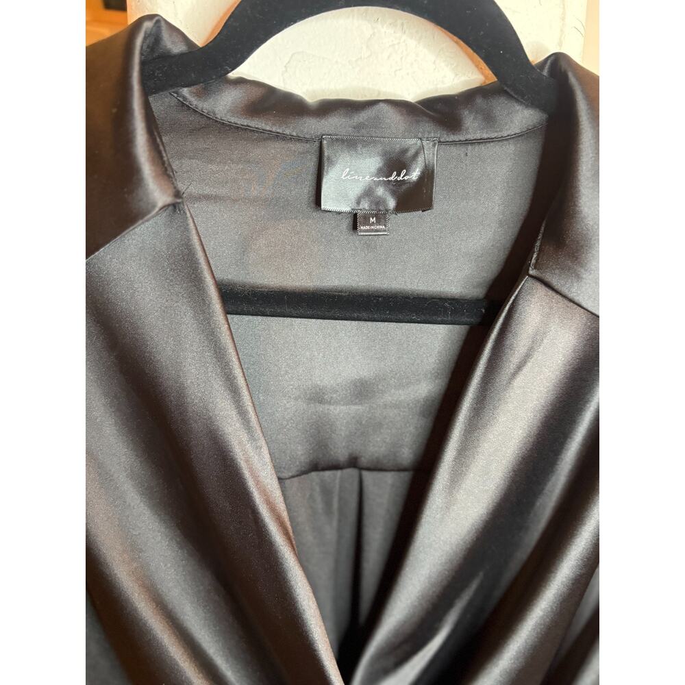 Line & Dot Black Satin Mini Dress Long Sleeve Size M 4-8 - Picture 4 of 7